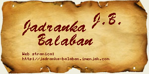 Jadranka Balaban vizit kartica